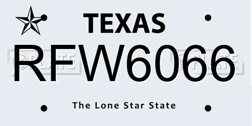 RFW6066 Texas License Plate