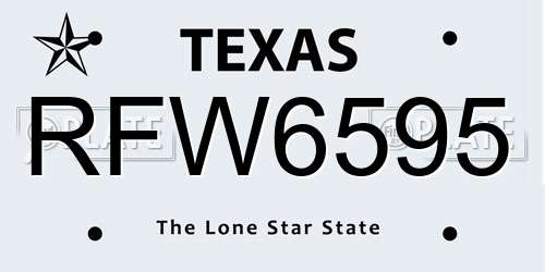 RFW6595 Texas License Plate