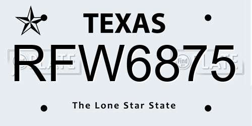 RFW6875 Texas License Plate