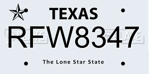 RFW8347 Texas License Plate