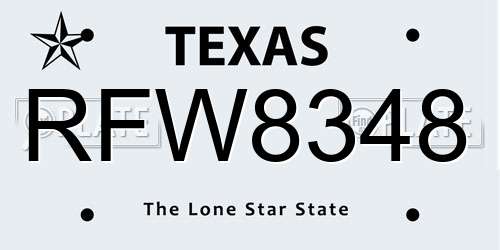 RFW8348 Texas License Plate
