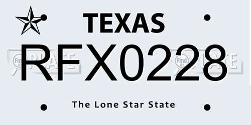 RFX0228 Texas License Plate
