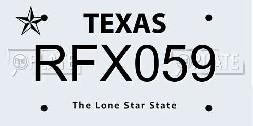 RFX059 Texas License Plate