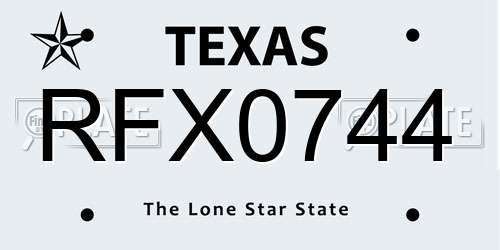 RFX0744 Texas License Plate
