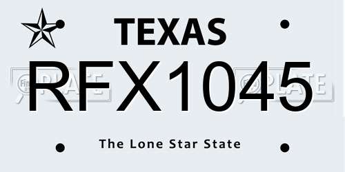 RFX1045 Texas License Plate