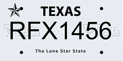 RFX1456 Texas License Plate