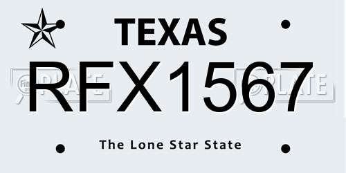 RFX1567 Texas License Plate