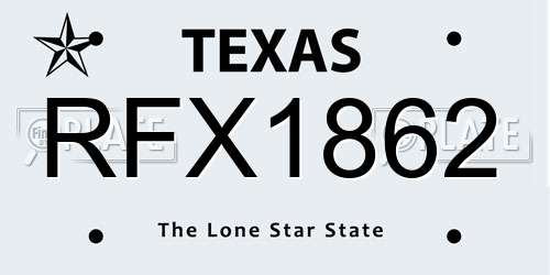 RFX1862 Texas License Plate