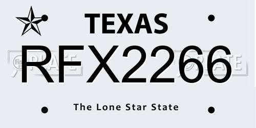 RFX2266 Texas License Plate