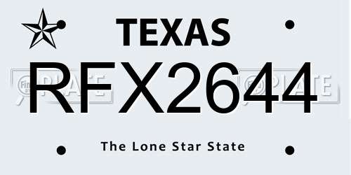 RFX2644 Texas License Plate