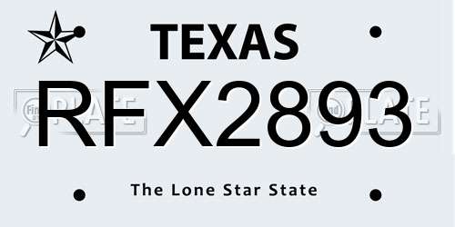 RFX2893 Texas License Plate