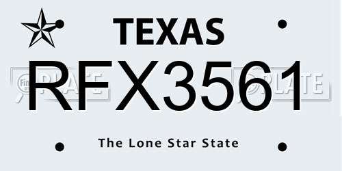 RFX3561 Texas License Plate