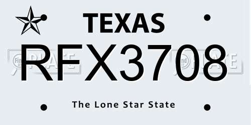 RFX3708 Texas License Plate