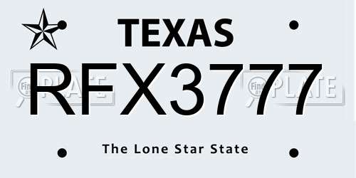 RFX3777 Texas License Plate