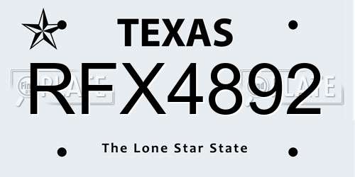 RFX4892 Texas License Plate