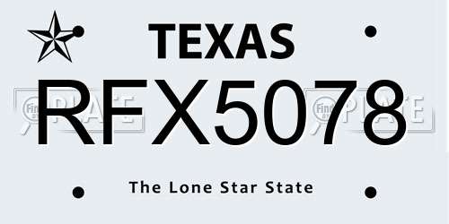 RFX5078 Texas License Plate
