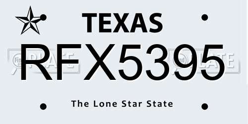 RFX5395 Texas License Plate