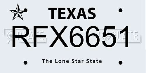 RFX6651 Texas License Plate