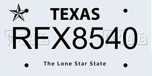RFX8540 Texas License Plate