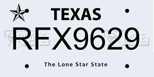 RFX9629 Texas License Plate