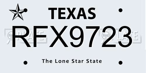 RFX9723 Texas License Plate