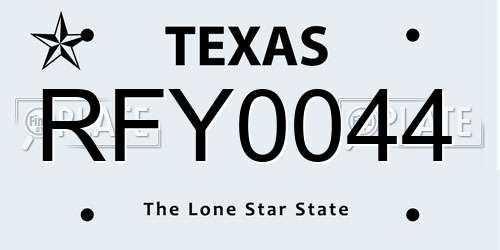 RFY0044 Texas License Plate