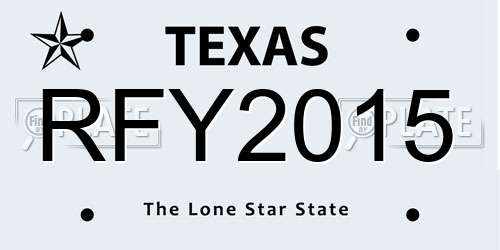 RFY2015 Texas License Plate