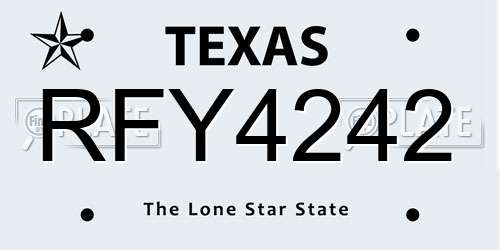 RFY4242 Texas License Plate