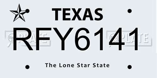 RFY6141 Texas License Plate