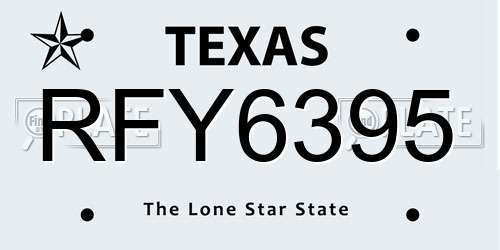 RFY6395 Texas License Plate