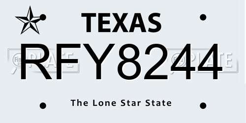 RFY8244 Texas License Plate