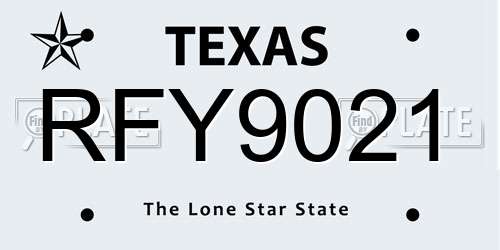 RFY9021 Texas License Plate