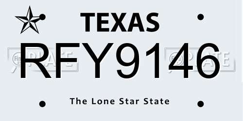 RFY9146 Texas License Plate