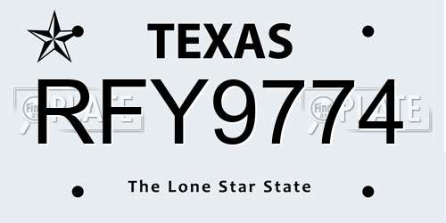 RFY9774 Texas License Plate