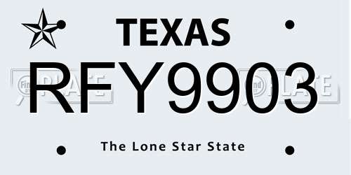 RFY9903 Texas License Plate
