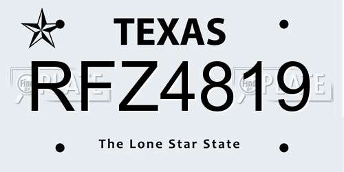 RFZ4819 Texas License Plate