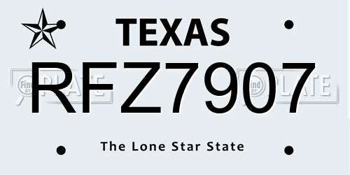 RFZ7907 Texas License Plate