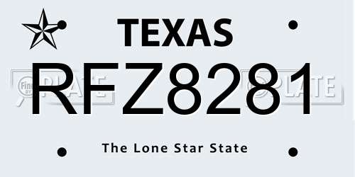 RFZ8281 Texas License Plate