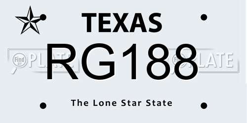 RG188 Texas License Plate