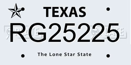 RG25225 Texas License Plate