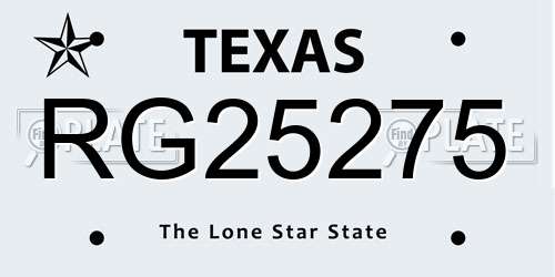 RG25275 Texas License Plate