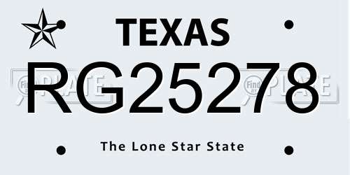 RG25278 Texas License Plate