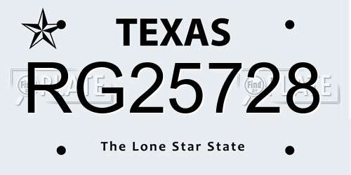 RG25728 Texas License Plate