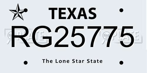 RG25775 Texas License Plate