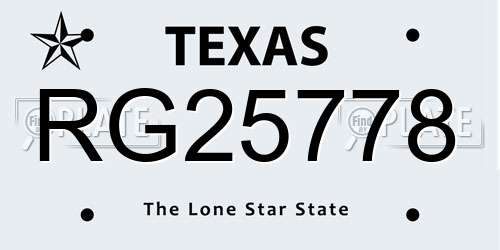 RG25778 Texas License Plate