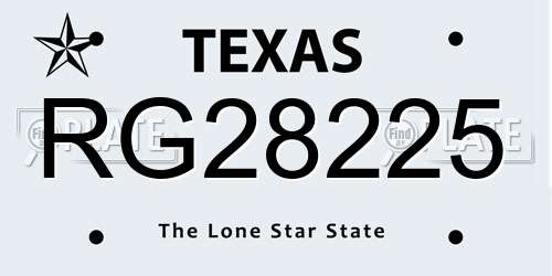 RG28225 Texas License Plate