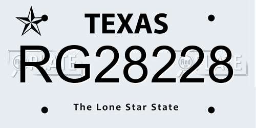 RG28228 Texas License Plate