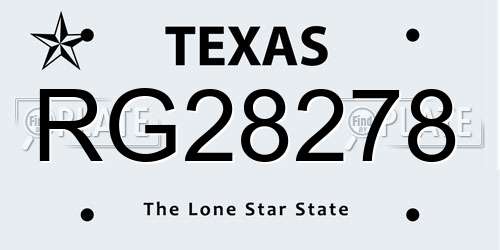 RG28278 Texas License Plate