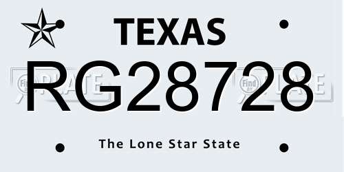 RG28728 Texas License Plate