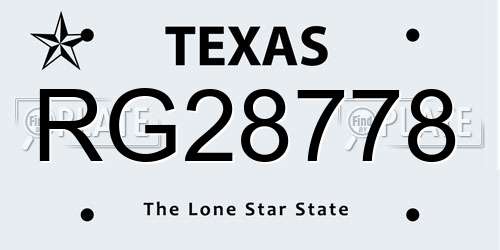 RG28778 Texas License Plate